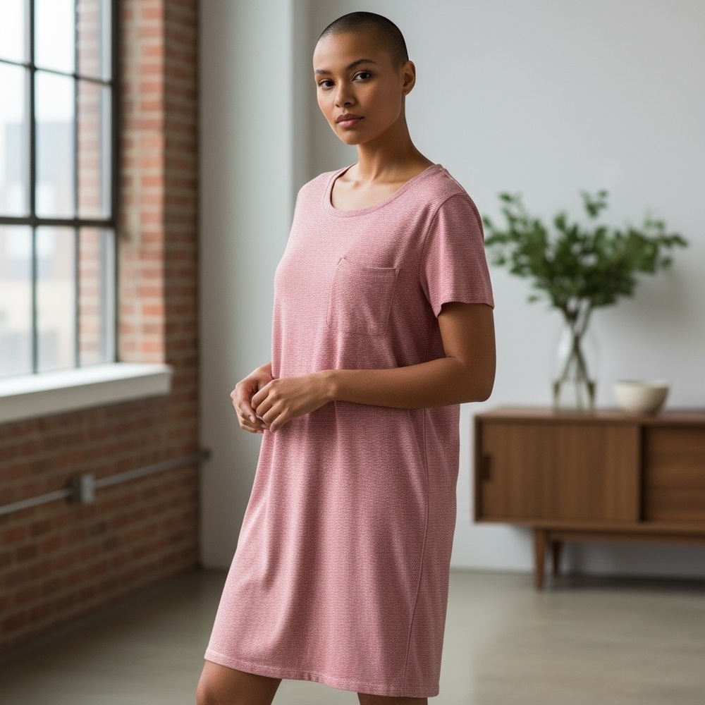 - Prana Red Striped Hemp One Pocket Shirt Dress Sz L